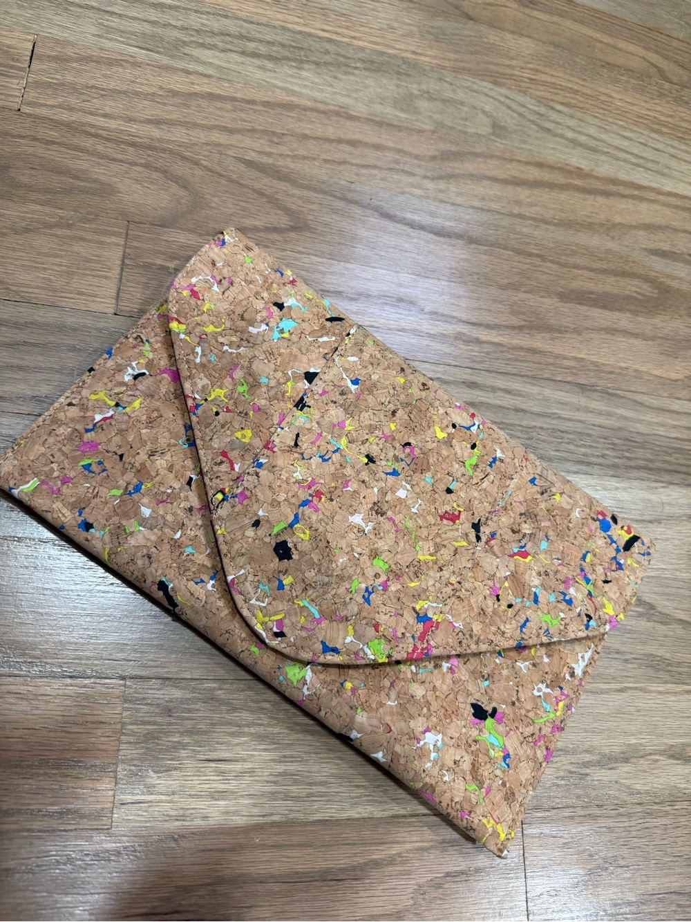 Cork Envelope Clutch with Multicolor Speckle - Women's Bag